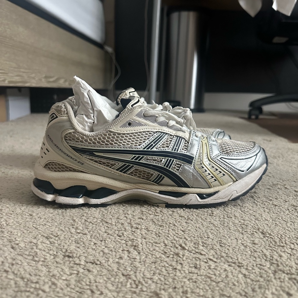 Asics Cream and Black Running Shoes